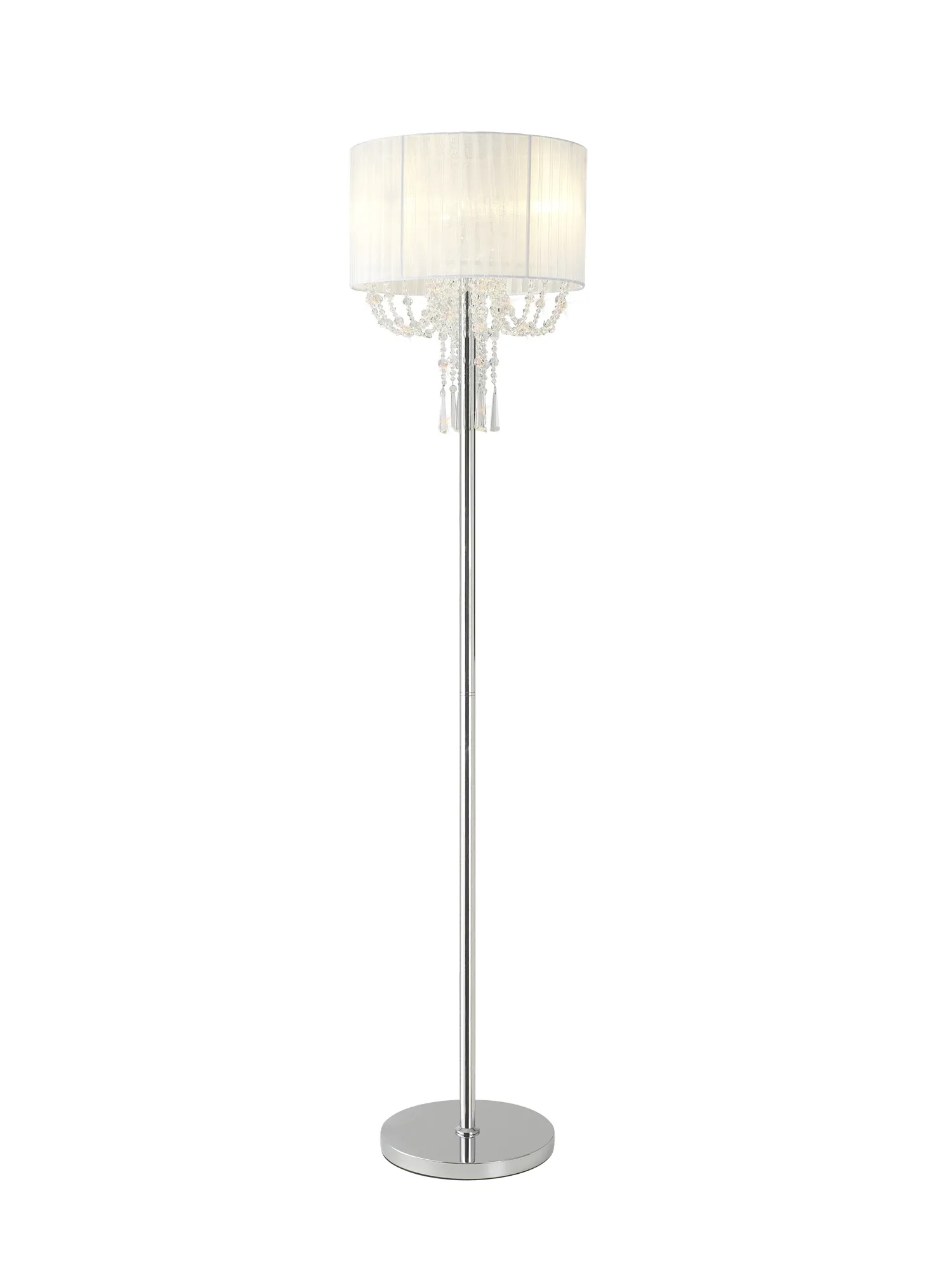 Freida Polished Chrome-White Crystal Floor Lamps Diyas Shaded Floor Lamps